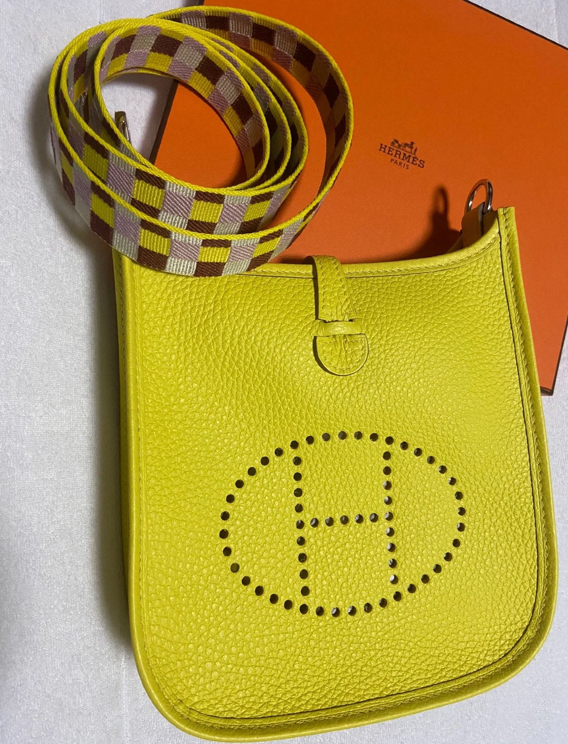 Hermes Evelyne 16 Amazone TPM Shoulder Bag In Yellow Clemence Leather